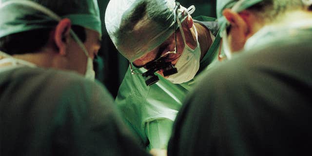 A surgeon during a liver transplant.