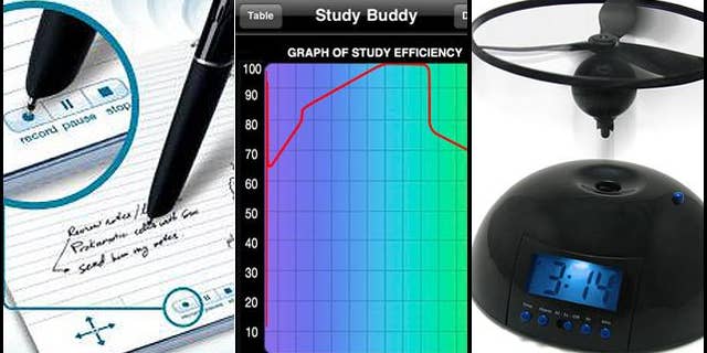 From smart pens to tablets to alarm clocks that literally fly away when they ring, gadgets for dorm rooms come in all shapes and sizes this year.