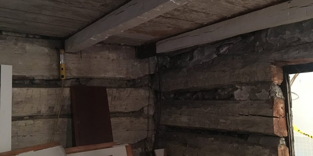 A log cabin in Dublin, Ohio was discovered inside another house during a home renovation project. (Credit: Dr. Kevin Kemp, Facebook)