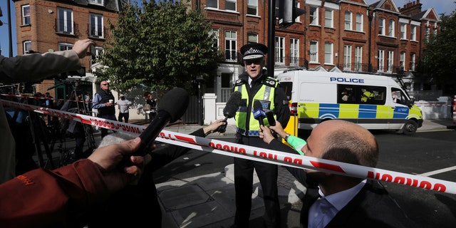Deputy Chief Constable Adrian Hanstock of the British Transport Police makes a statement to the media after an incident at Parsons Green underground station in London, Britain, September 15, 2017. REUTERS/Luke MacGregor - RC1840F389E0