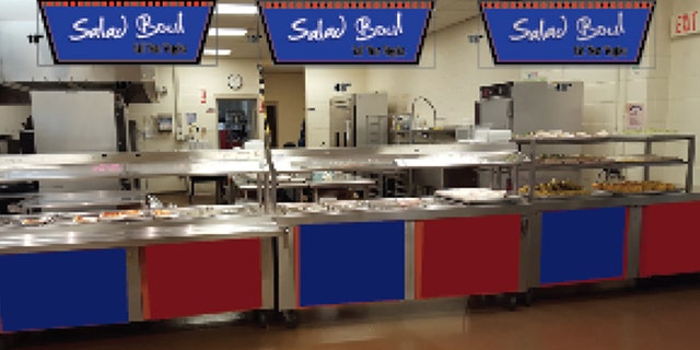 This rendering shows the salad bar that is set to open next month at Londonderry High School, where participation in the school lunch program is up 15 percent since they opted out of the federal program. (Londonderry Schools)