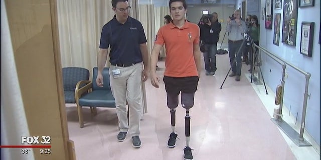 Vidal Lopez is walking again seven months after losing his legs in a car accident