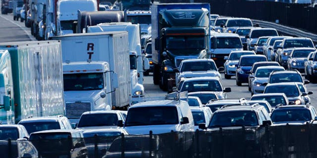 Dec. 10, 2013: Automobile traffic between San Diego and Los Angeles is shown along Interstate Highway 5 in California.