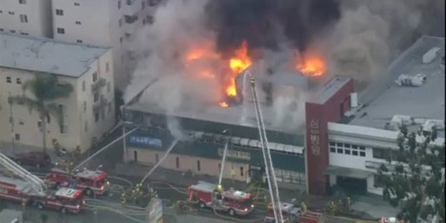 June 13, 2016: Firefighters respond to a deadly fire in the Westlake section of Los Angeles.