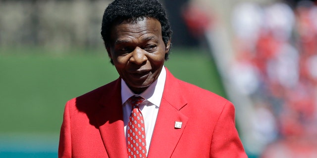 April 11, 2017: This file photo shows former St. Louis Cardinals great Lou Brock being introduced before the start a baseball game between the St. Louis Cardinals and the Milwaukee Brewers.
