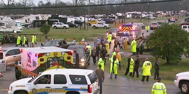 Damage after a tornado ripped through the Sugar Hill RV Park in Convent, La.