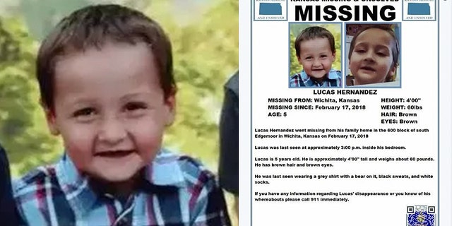The body of five-year-old Kansas boy Lucas Hernandez, missing since Feb. 17, was reportedly found Thursday.