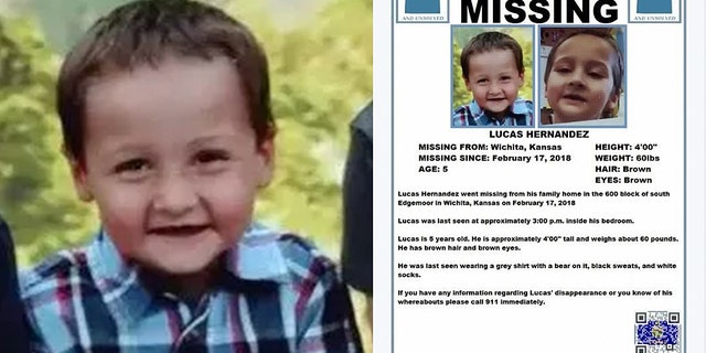 The body of five-year-old Kansas boy Lucas Hernandez, missing since Feb. 17, was reportedly found Thursday.