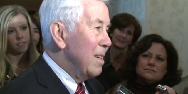 Feb. 20, 2012: Sen. Richard Lugar talks to reporters about his official state residency.