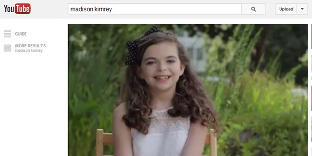Madison Kimrey, 12, in a YouTube video. Kimrey has posted multiple videos of herself in her push for a sit-down with North Carolina Gov. Pat McCrory.