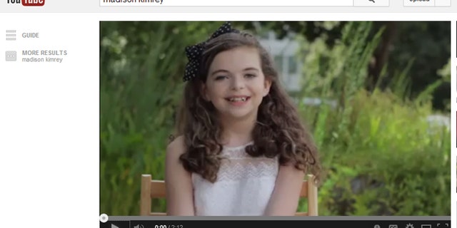 Madison Kimrey, 12, in a YouTube video. Kimrey has posted multiple videos of herself in her push for a sit-down with North Carolina Gov. Pat McCrory.