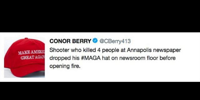 Conor Berry, who worked for the Springfield, Massachusetts paper, The Republican, said his tweet was meant to be a "snarky, sarcastic, cynical remark."