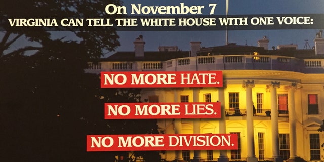 This is one of numerous mailers from Virginia Democrats trying to link Republican candidate Ed Gillespie to President Trump.