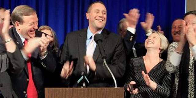 Wednesday: Maine Republicans celebrate victories in both houses of the Legislature at the State House in Augusta, Maine. Shown at center is outgoing Republican Minority Leader Josh Tardy.