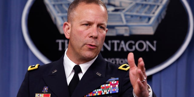 May 1, 2014: U.S. Army Maj. Gen. Jeffrey Snow speaks during a press briefing