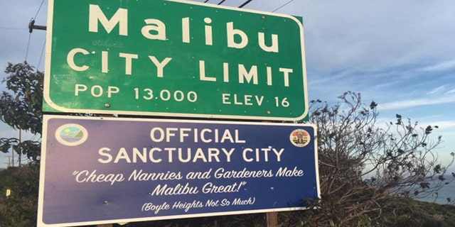 A sign placed in Malibu, Calif., in April 2017 is similar to one seen in January.