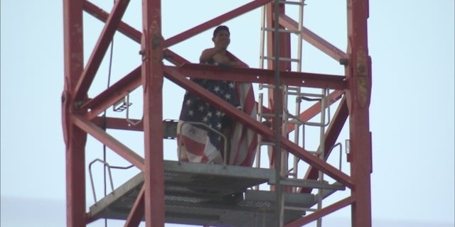 Man with American flag