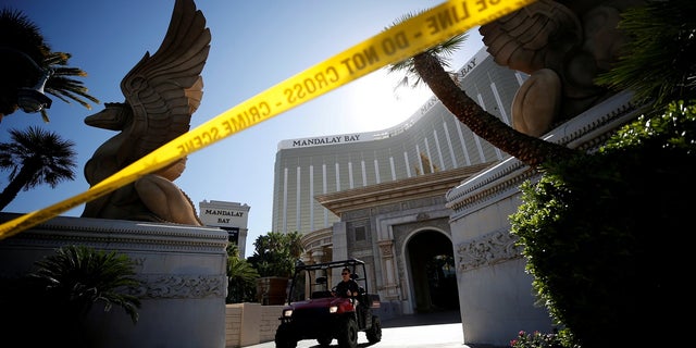 A member of the FBI leaves the Mandalay Bay hotel following the mass shooting in Las Vegas, Oct. 4, 2017.