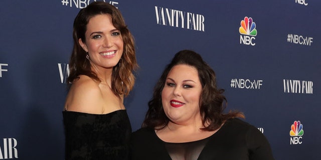 "This is Us" stars Mandy Moore, left, and Chrissy Metz at NBC &amp; Vanity Fair Toast the 2016-2017 TV Season event on Nov. 2, 2016.