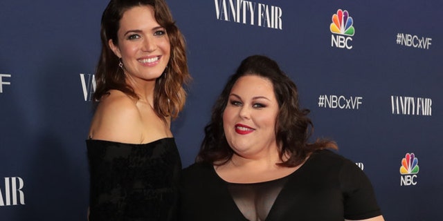 "This is Us" stars Mandy Moore, left, and Chrissy Metz at NBC & Vanity Fair Toast the 2016-2017 TV Season event on Nov. 2, 2016.