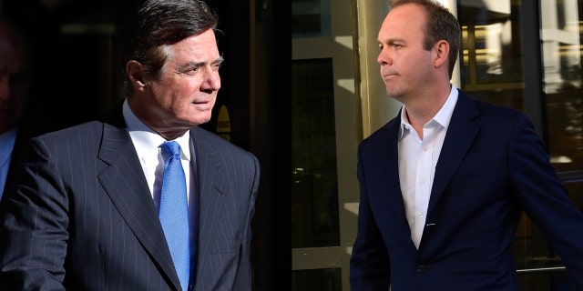 Paul Manafort, left, was charged with obstructing justice. His associate, Rick Gates, right, has also been charged in Mueller's probe, but has pleaded guilty. He is said to be cooperating with the special counsel's office.