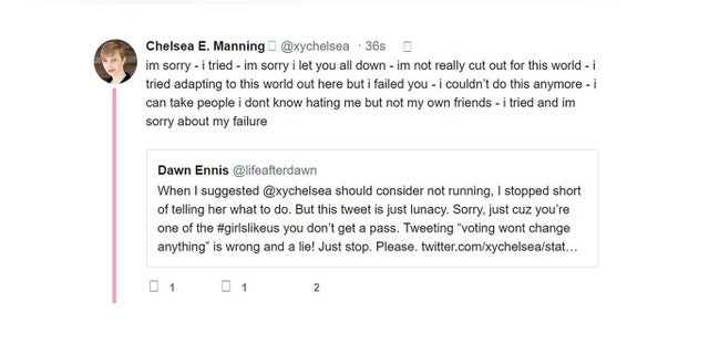 Chelsea Manning Safe After Tweet That Sparked Concern For Safety Report Fox News