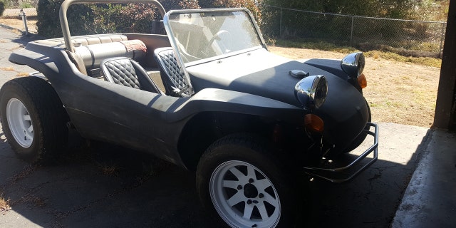 The car has been retrofitted with a larger gas tank.