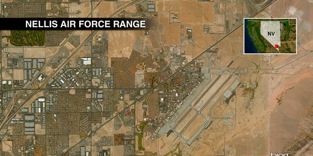 An aerial map of Nellis Air Force Base