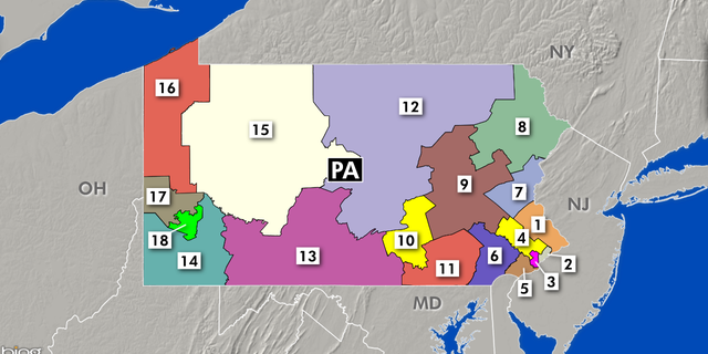 The Supreme Court of Pennsylvania had ruled that a 2011 GOP-crafted district map violated the state constitution's guarantee of free and equal elections. The new map, above, was handed down by the court in February.