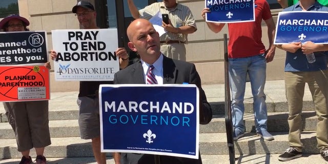 New Hampshire gubernatorial candidate Steve Marchand is warning about abortion rights amid the Kavanaugh confirmation process.