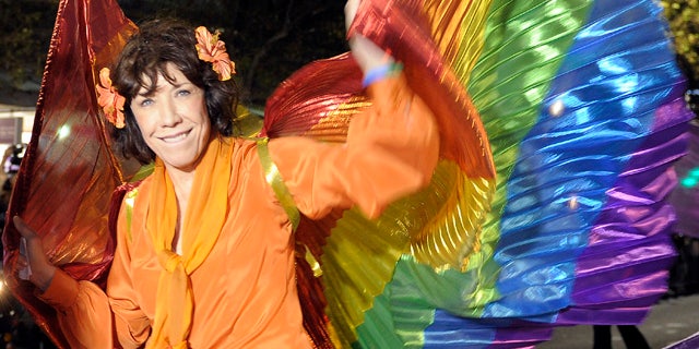 March 5: Hollywood star Lily Tomlin reacts as she takes part in the 2011 Gay and Lesbian Mardi Gras in Sydney, Australia. (AP)