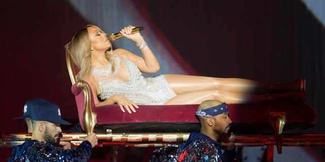March 15, 2016. Mariah Carey performs onstage during her European tour at the SSE Hydro in Glasgow, Scotland.