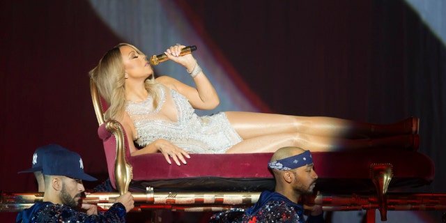 March 15, 2016. Mariah Carey performs onstage during her European tour at the SSE Hydro in Glasgow, Scotland.