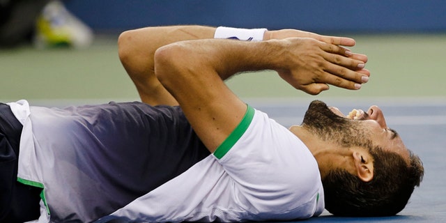 Sept. 8, 2014: Marin Cilic, of Croatia, reacts after a defeating Kei Nishikori, of Japan, during the championship match of the 2014 U.S. Open tennis tournament in New York.