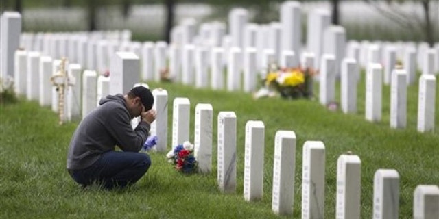 A former Marine is shown at Arlington National Cemetery in Arlington, Va., May 2.