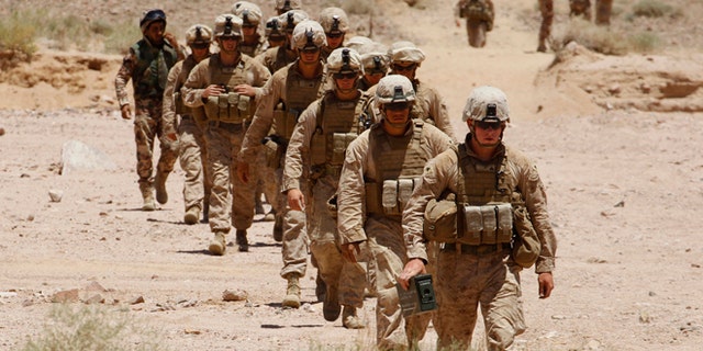 This June 16, 2013 file photo shows U.S. Marines from 26th Marine Expeditionary Unit in Jordan.