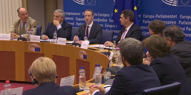 Facebook's CEO Mark Zuckerberg answers questions about the improper use of millions of users' data by a political consultancy, at the European Parliament in Brussels, Belgium, in this still image taken from Reuters TV May 22, 2018. REUTERS/ReutersTV - RC1932751710