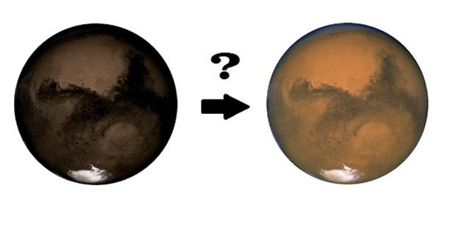 Mars is red now, but it may have looked like charcoal in the past.