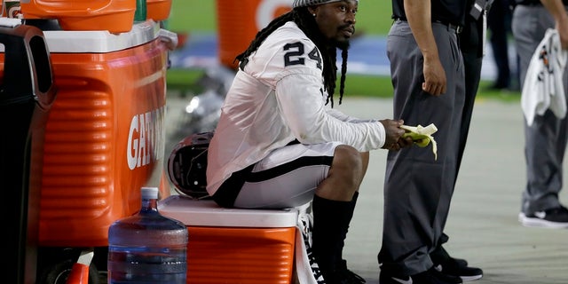 Oakland Raiders running back Marshawn Lynch sat during the national anthem over the weekend, ahead of a Saturday preseason game against the Arizona Cardinals.