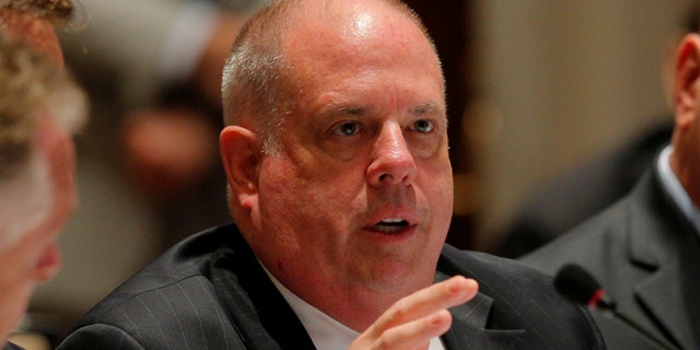 Maryland Gov. Larry Hogan speaks at the "Curbing the Opioid Epidemic" session at the National Governors Association summer meeting in Providence, Rhode Island, July 13, 2017. (Reuters/Brian Snyder)