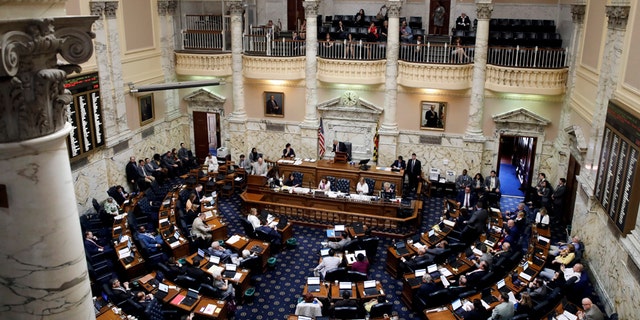 April 10, 2017: Members of the Maryland House of Delegates meet in the house chamber on the final day of the Maryland legislative session in Annapolis, Md.