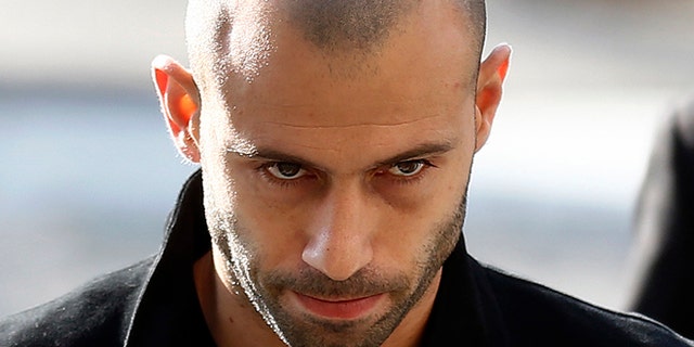 FC Barcelona defender Javier Mascherano, from Argentina, leaves the court after answering questions in a tax fraud case in Barcelona, Spain, Thursday, Jan. 21, 2016. Mascherano has accepted a one-year prison sentence for not properly paying taxes in Spain but is not expected to face any jail time. The sentencing on Thursday came nearly three months after the Barcelona defender had reached a deal with prosecutors and the attorneyÃs office for failing to pay nearly 1.5 million euros ($1.6 million) in taxes for 2011 and 2012. (AP Photo/Manu Fernandez)
