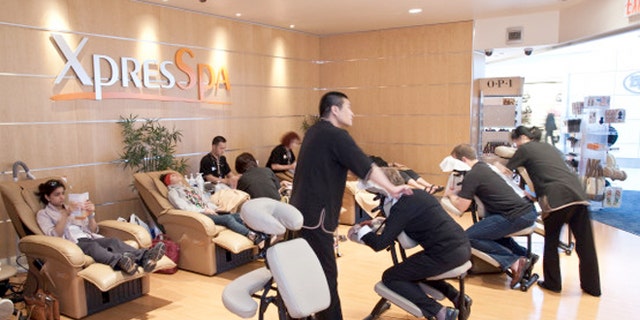Feeling stiff from your flight?  The international terminal's XpresSpa is offering massages.