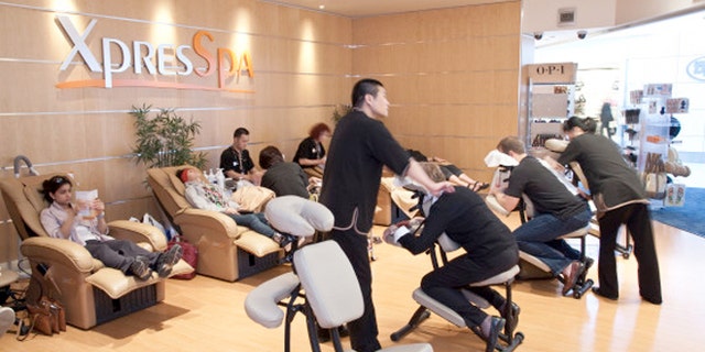 Feeling stiff from your flight? The international terminal's XpresSpa is offering massages.