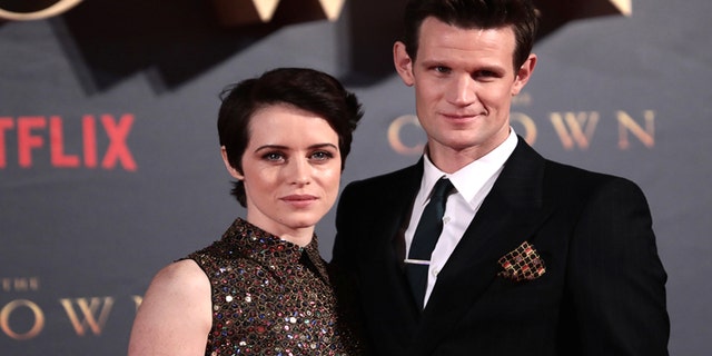 Actors Claire Foy, who plays Queen Elizabeth II, and Matt Smith who plays Philip Duke of Edinburgh, attend the premiere of "The Crown" Season 2 in London, Britain, November 21, 2017. REUTERS/Simon Dawson - RC111B38EA60