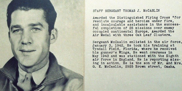 B-26 tail gunner Tom McCaslin, killed in June 22, 1944, crash near Caen, France (Omaha World Herald)