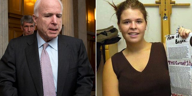 Shown at left, Sen. John McCain, R-Ariz; shown right, American aid worker Kayla Mueller. (AP)