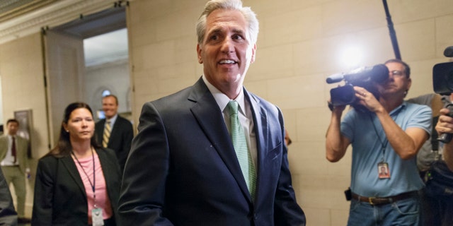 House Majority Whip Kevin McCarthy of Calif., arrives for GOP leadership elections, on Capitol Hill in Washington, Thursday, June 19, 2014. House Republicans elected McCarthy as majority leader, party's No. 2 post. (AP Photo/J. Scott Applewhite)
