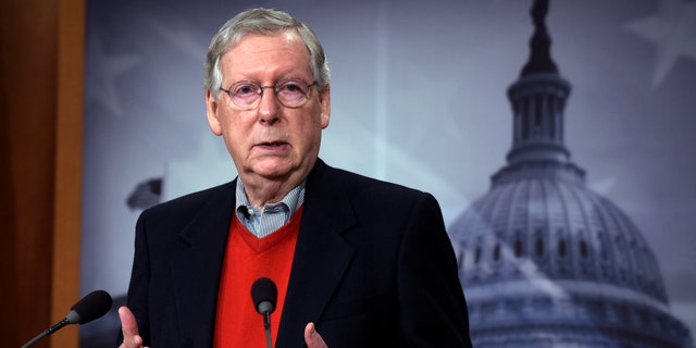 Senate Majority Leader Mitch McConnell of Ky., speaks during a news conference on Capitol Hill in Washington, Monday, Dec. 12, 2016. (AP Photo/Susan Walsh)