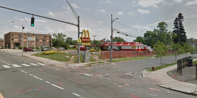 The incident took place in the parking lot of a McDonald's in Hartford, Conn. on Saturday morning.